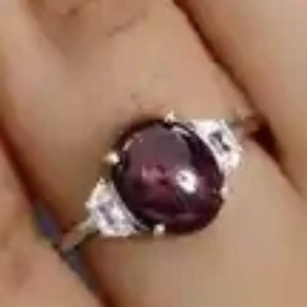 Indian Star Ruby and White Zircon Ring in Platinum Over Sterling Silver - Picture 4 of 6